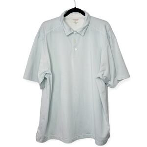 Roundtree and Yorke Travel Smart Blue Pinstripe White Golf Polo Men Sz XL